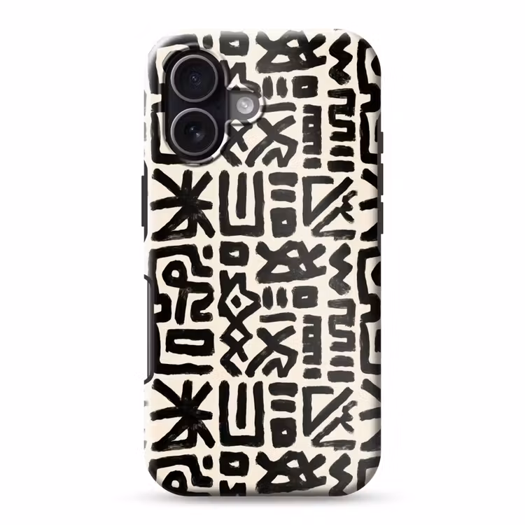 Geometrisch - Figuren - Zwart Toughcase MagSafe Apple iPhone 17 klein 1017 -3d