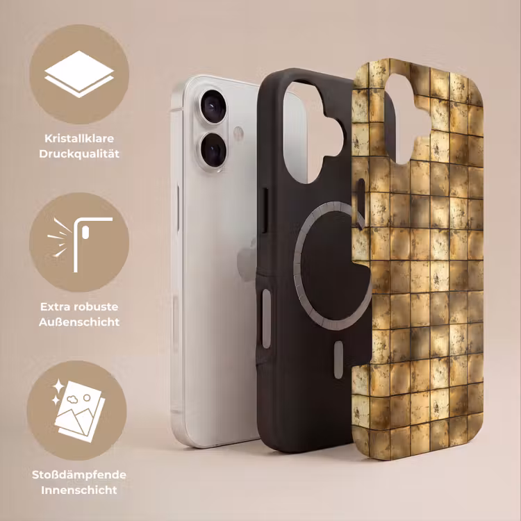 Geometrisch - Tegels - Goud Toughcase MagSafe Apple iPhone 17 klein 1017 -USP_Lagen_DE