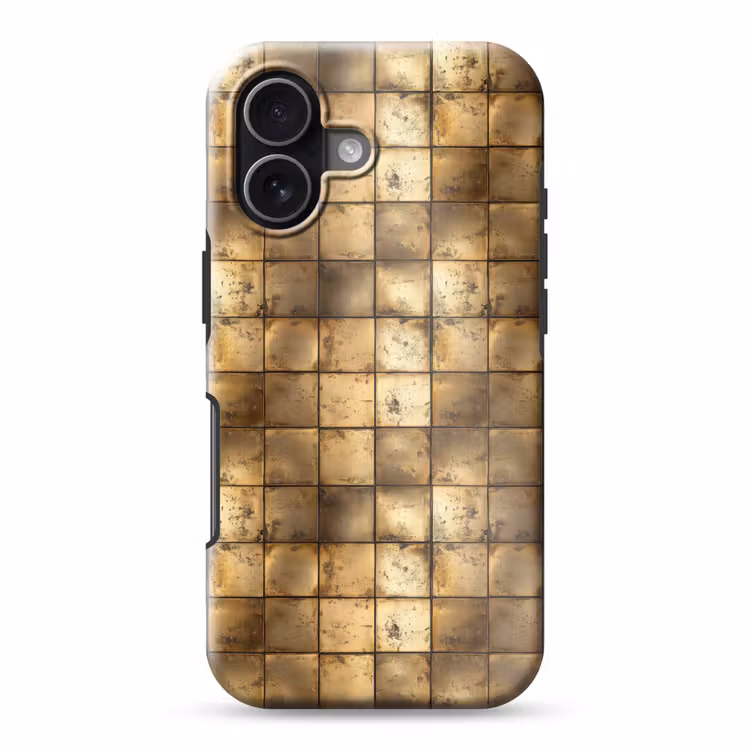 Geometrisch - Tegels - Goud Toughcase MagSafe Apple iPhone 17 klein 1017 -3d