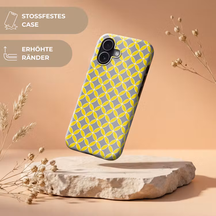 Geometrisch - Cirkels - Modern - Grijs - Geel Toughcase MagSafe Apple iPhone 17 klein 1017 -USP_RandenV_DE