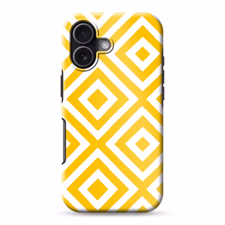 Geometrisch - Lijnen - Modern - Geel - Wit Toughcase MagSafe Apple iPhone 17 klein 1017 -3d