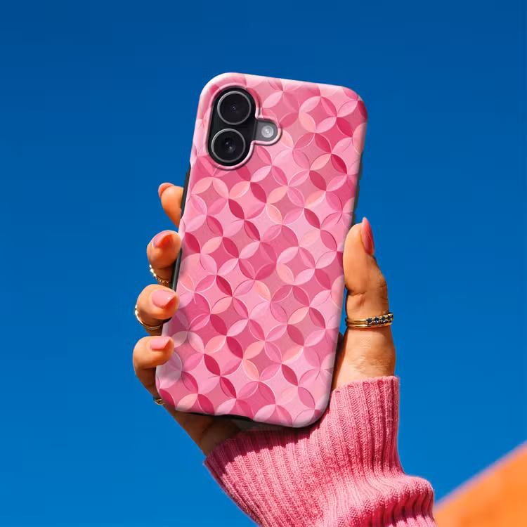 Geometrisch - Mozaïek - Modern - Roze Toughcase MagSafe Apple iPhone 17 klein 1017 -Sfeer1V