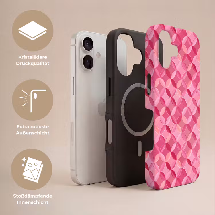 Geometrisch - Mozaïek - Modern - Roze Toughcase MagSafe Apple iPhone 17 klein 1017 -USP_Lagen_DE