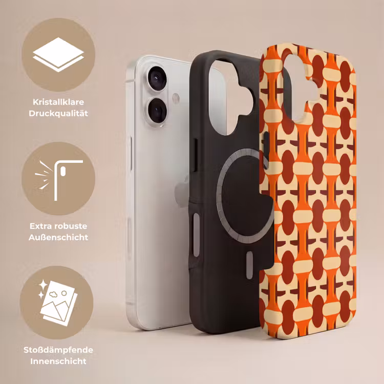 Geometrisch - Retro - Oranje Toughcase MagSafe Apple iPhone 17 klein 1017 -USP_Lagen_DE