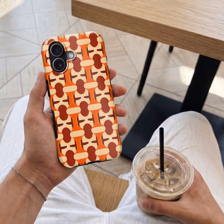 Geometrisch - Retro - Oranje Toughcase MagSafe Apple iPhone 17 klein 1017 -Sfeer1M