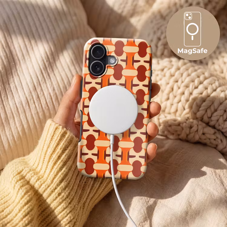 Geometrisch - Retro - Oranje Toughcase MagSafe Apple iPhone 17 klein 1017 -USP_MagsafeV