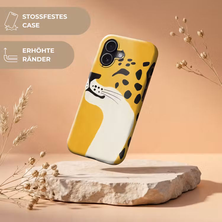 Cheetah - Illustratie - Geel Toughcase MagSafe Apple iPhone 17 klein -USP_RandenV_DE