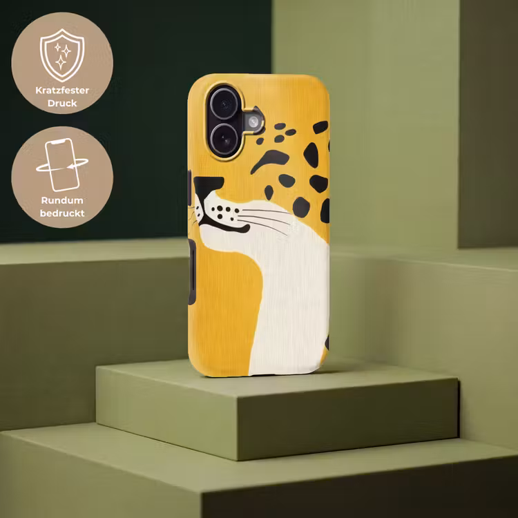 Cheetah - Illustratie - Geel Toughcase MagSafe Apple iPhone 17 klein -USP_PrintM_DE