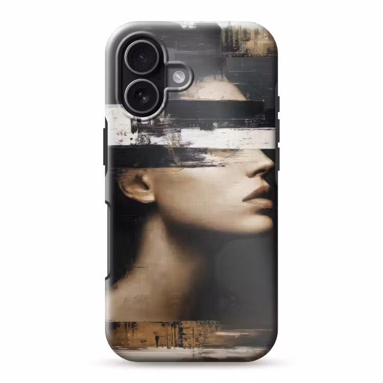 Gezicht - Vrouw - Zwart - Abstract Toughcase MagSafe Apple iPhone 17 klein -3d