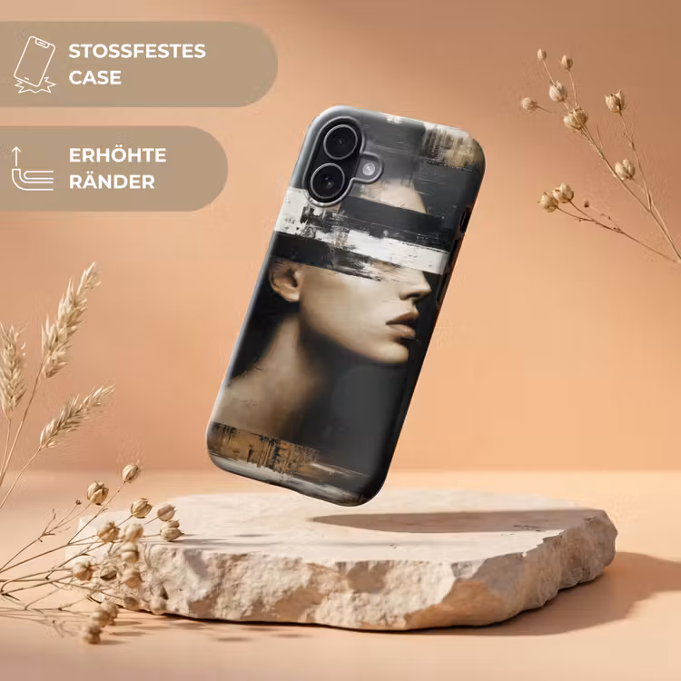 Gezicht - Vrouw - Zwart - Abstract Toughcase MagSafe Apple iPhone 17 klein -USP_RandenV_DE