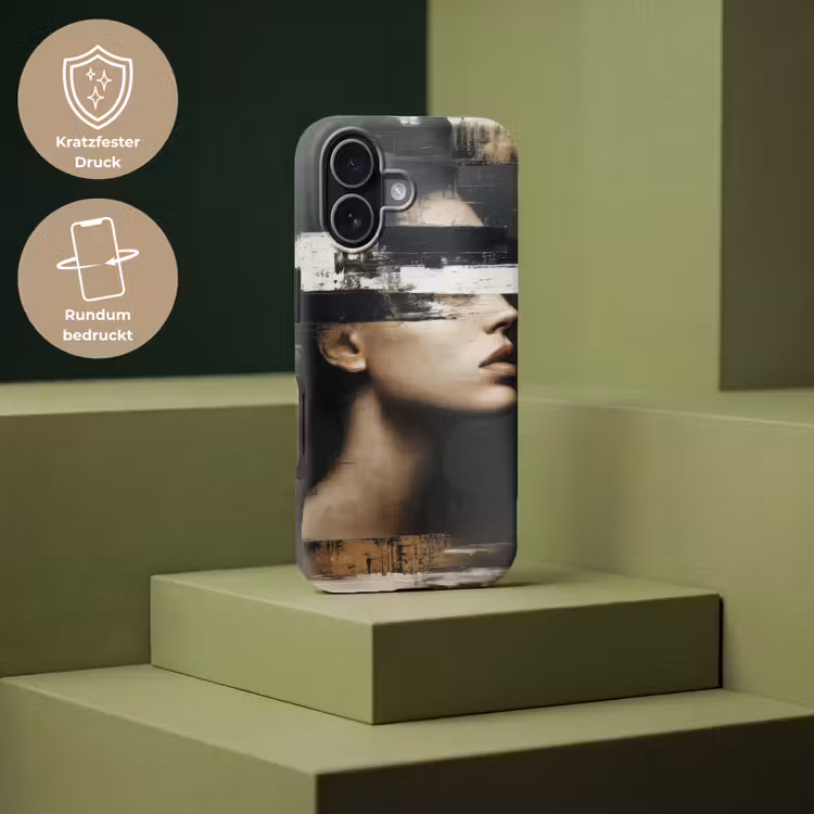 Gezicht - Vrouw - Zwart - Abstract Toughcase MagSafe Apple iPhone 17 klein -USP_PrintM_DE
