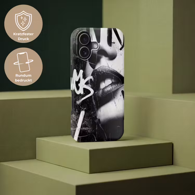 Gezicht - Mond - Graffiti - Zwart Toughcase MagSafe Apple iPhone 17 klein -USP_PrintM_DE