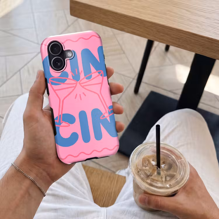 Drank - Glazen - Proost - Modern - Roze Toughcase MagSafe Apple iPhone 17 klein -Sfeer1M