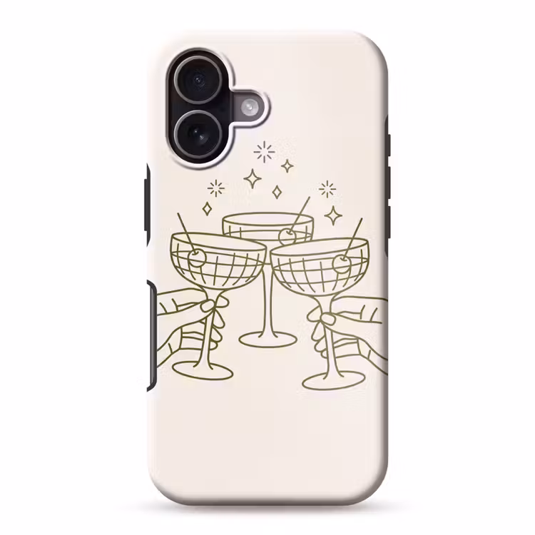 Drankjes - Feest - Proosten - Minimalistisch - Groen Toughcase MagSafe Apple iPhone 17 klein -3d