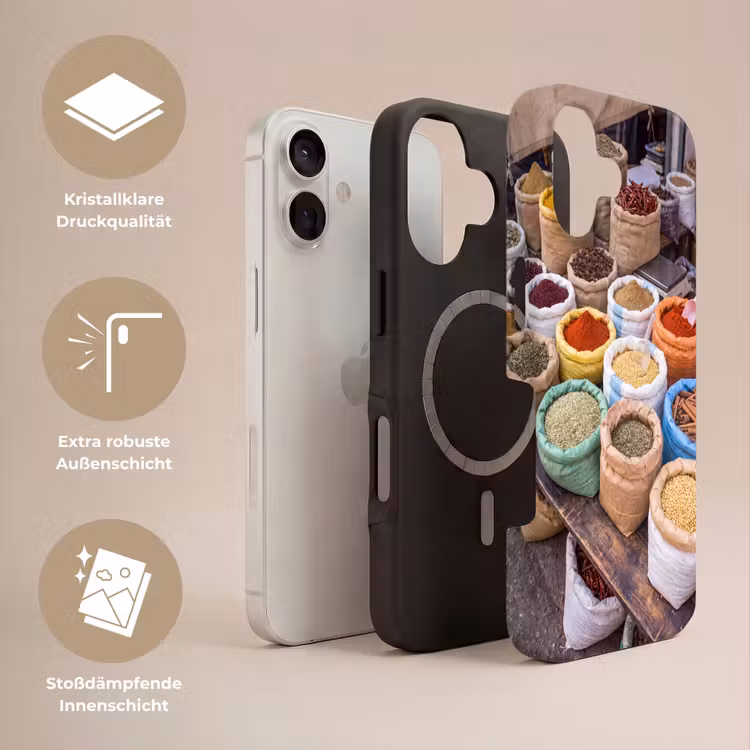 Handyhülle Toughcase - Gewürze – Beutel – Markt - Kruiden - Zakken - Markt Toughcase MagSafe Apple iPhone 17 klein