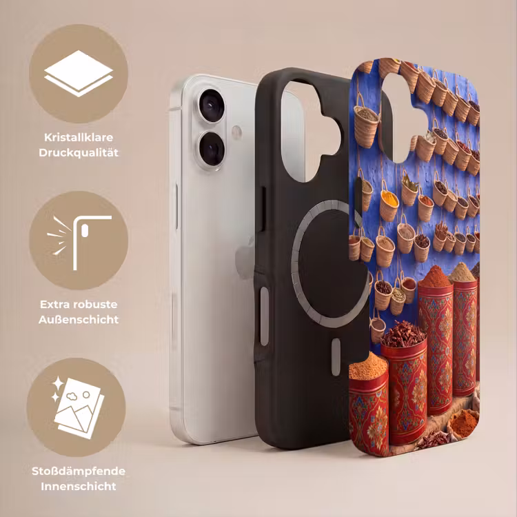 Handyhülle Toughcase - Gewürze – Körbe – Markt - Kruiden - Manden - Markt Toughcase MagSafe Apple iPhone 17 klein