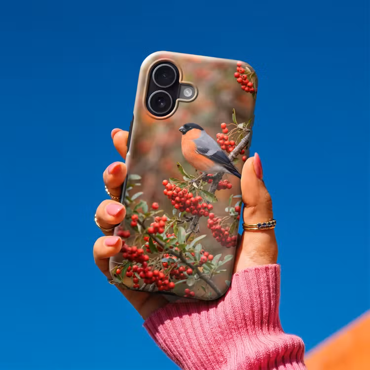 Goudvink - Bessen - Herfst - Natuur - Kleurrijk Toughcase MagSafe Apple iPhone 17 klein -Sfeer1V