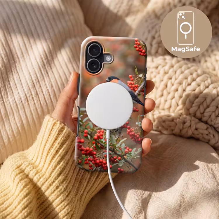 Goudvink - Bessen - Herfst - Natuur - Kleurrijk Toughcase MagSafe Apple iPhone 17 klein -USP_MagsafeV