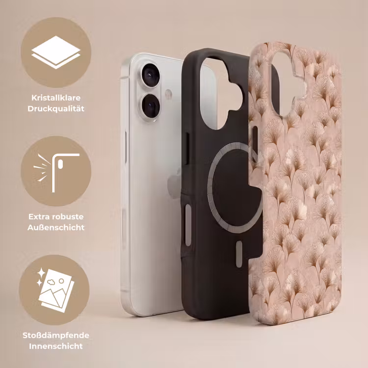 Ginkgo - Patroon - Roze Toughcase MagSafe Apple iPhone 17 klein 1017 -USP_Lagen_DE