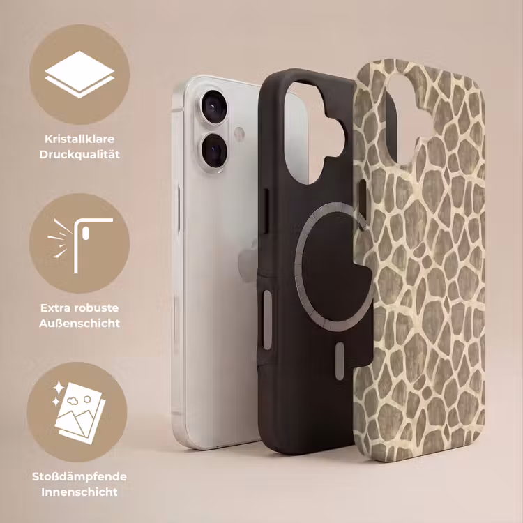 Giraf - Patroon - Beige - Bruin Toughcase MagSafe Apple iPhone 17 klein 1017 -USP_Lagen_DE
