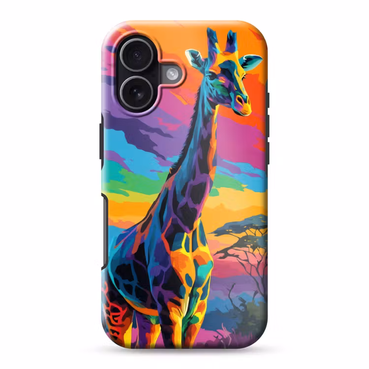 Giraffe - Savanna - Lucht - Gekleurd Toughcase MagSafe Apple iPhone 17 klein -3d