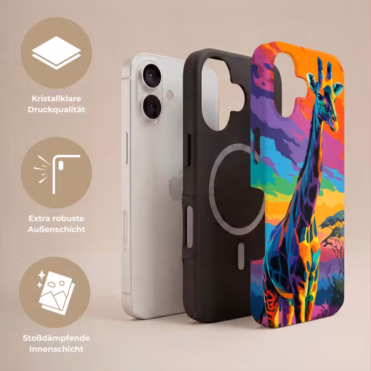 Giraffe - Savanna - Lucht - Gekleurd Toughcase MagSafe Apple iPhone 17 klein -USP_Lagen_DE