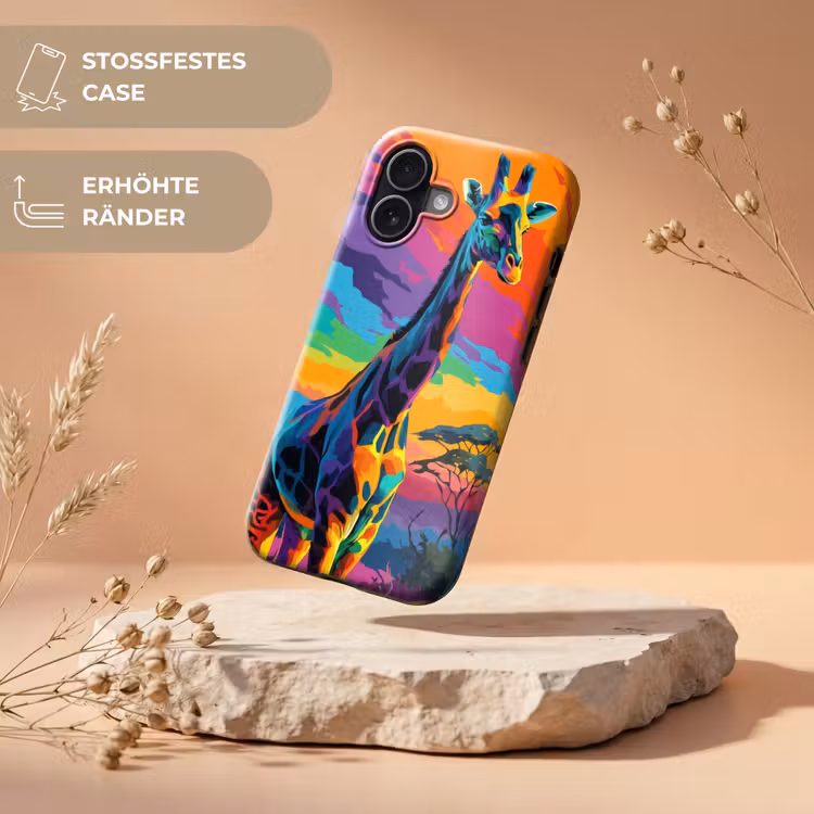 Giraffe - Savanna - Lucht - Gekleurd Toughcase MagSafe Apple iPhone 17 klein -USP_RandenV_DE