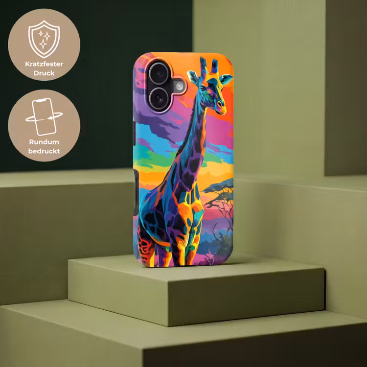 Giraffe - Savanna - Lucht - Gekleurd Toughcase MagSafe Apple iPhone 17 klein -USP_PrintM_DE