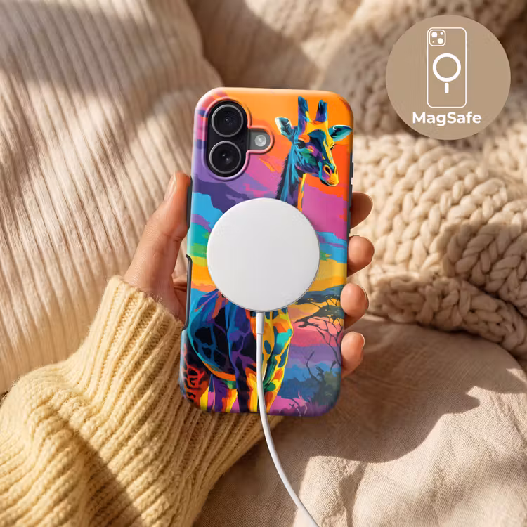 Giraffe - Savanna - Lucht - Gekleurd Toughcase MagSafe Apple iPhone 17 klein -USP_MagsafeV