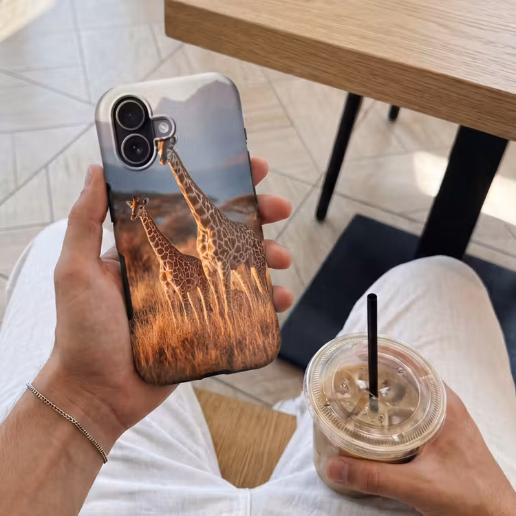 Giraffen - Hoog gras - Acaciabomen Toughcase MagSafe Apple iPhone 17 klein -Sfeer1M