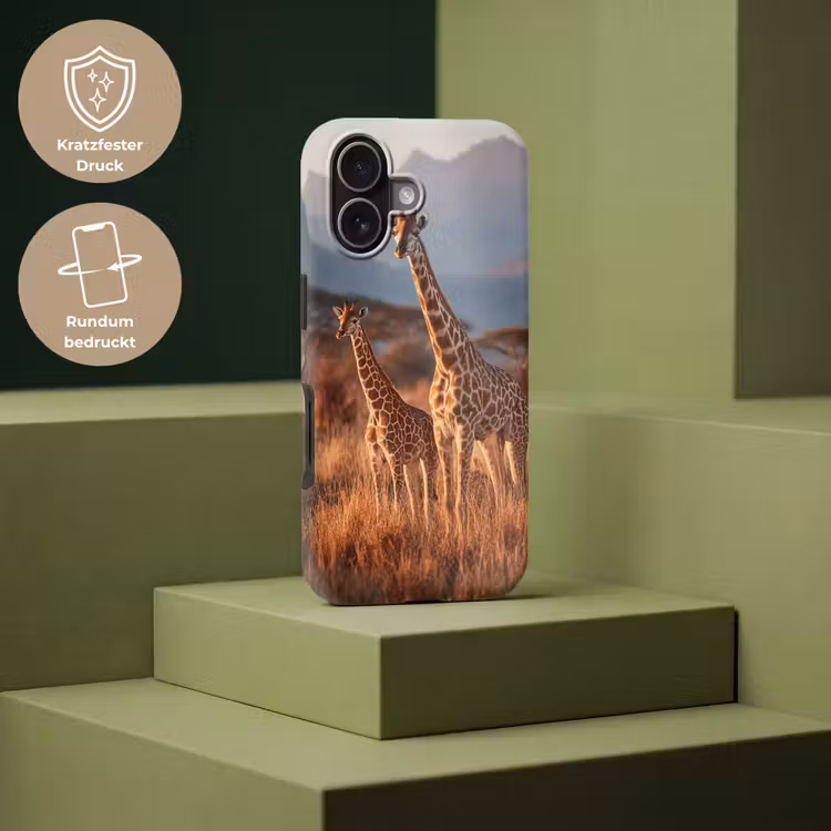 Giraffen - Hoog gras - Acaciabomen Toughcase MagSafe Apple iPhone 17 klein -USP_PrintM_DE