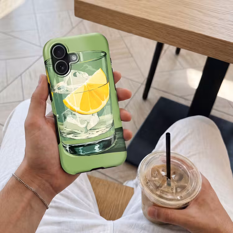 Glas - Citroen - Ijsblokjes - Groen Toughcase MagSafe Apple iPhone 17 klein -Sfeer1M