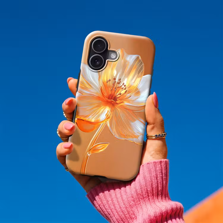Glazen - Bloem - Oranje Toughcase MagSafe Apple iPhone 17 klein -Sfeer1V