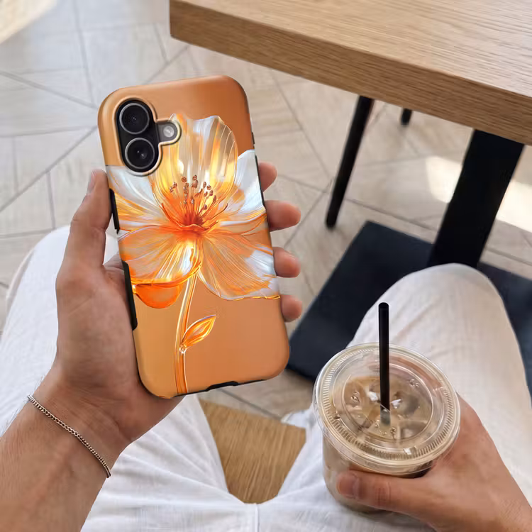 Glazen - Bloem - Oranje Toughcase MagSafe Apple iPhone 17 klein -Sfeer1M