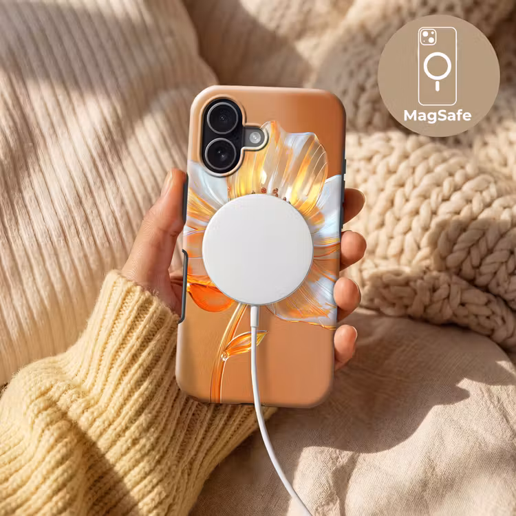 Glazen - Bloem - Oranje Toughcase MagSafe Apple iPhone 17 klein -USP_MagsafeV
