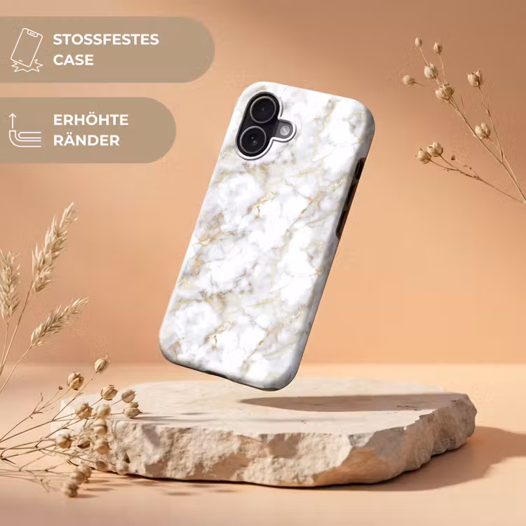 Gouden aders - Marmer - Wit Toughcase MagSafe Apple iPhone 17 klein 1017 -USP_RandenV_DE