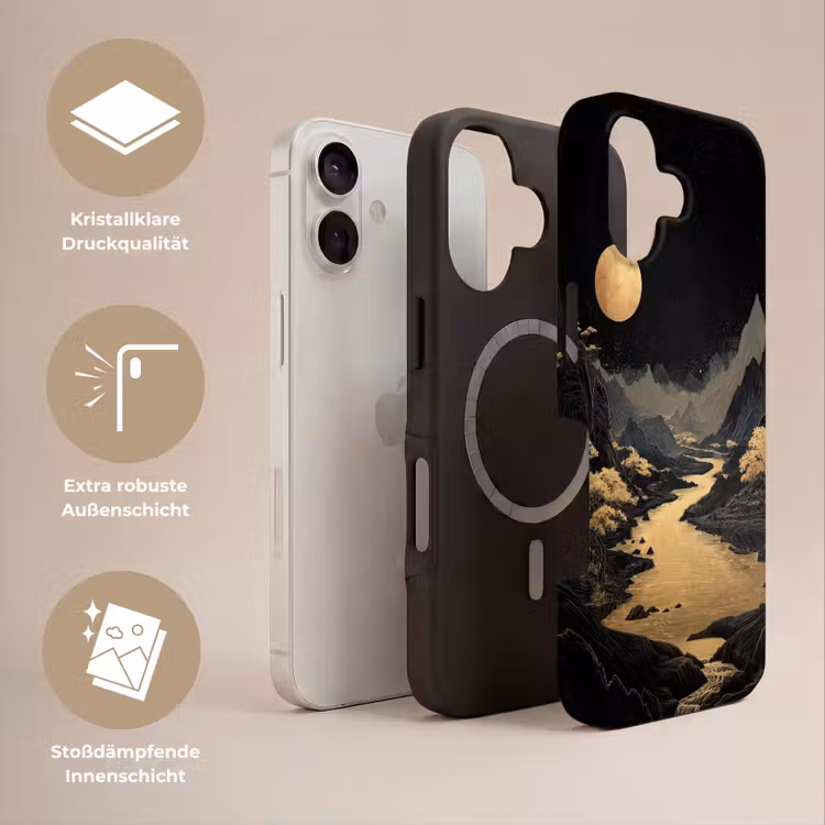 Gouden rivier - Bergen - Maan - Sterrenhemel Toughcase MagSafe Apple iPhone 17 klein -USP_Lagen_DE
