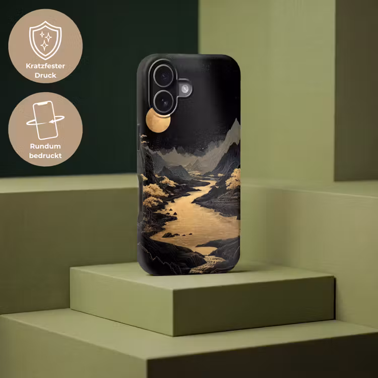 Gouden rivier - Bergen - Maan - Sterrenhemel Toughcase MagSafe Apple iPhone 17 klein -USP_PrintM_DE