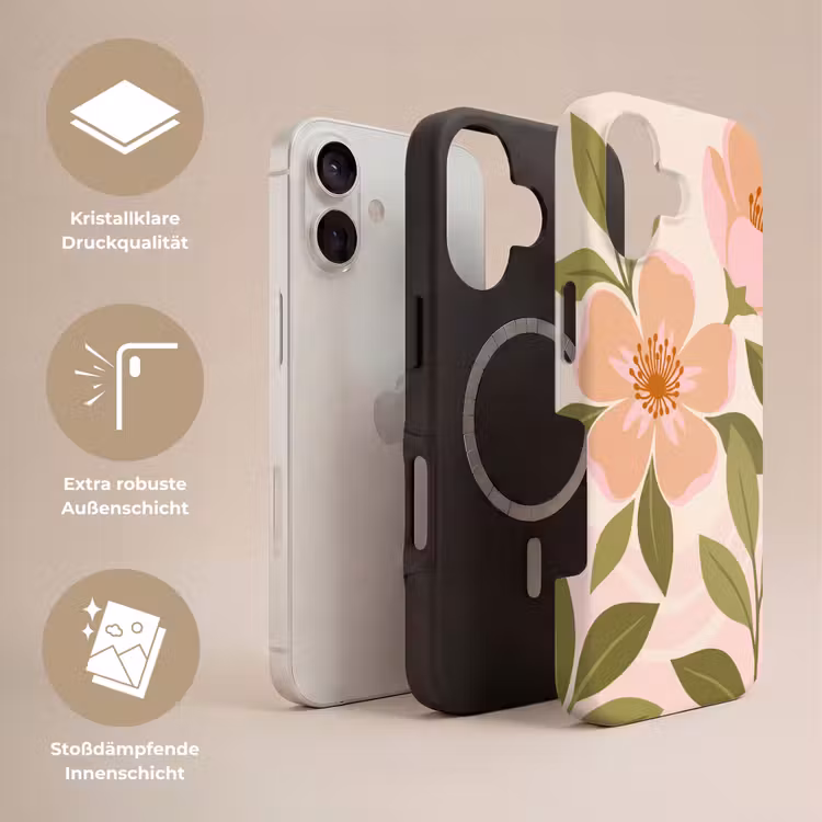 Grafisch - Bloemen - Roze Toughcase MagSafe Apple iPhone 17 klein -USP_Lagen_DE