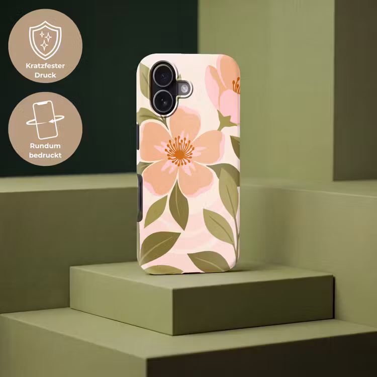 Grafisch - Bloemen - Roze Toughcase MagSafe Apple iPhone 17 klein -USP_PrintM_DE
