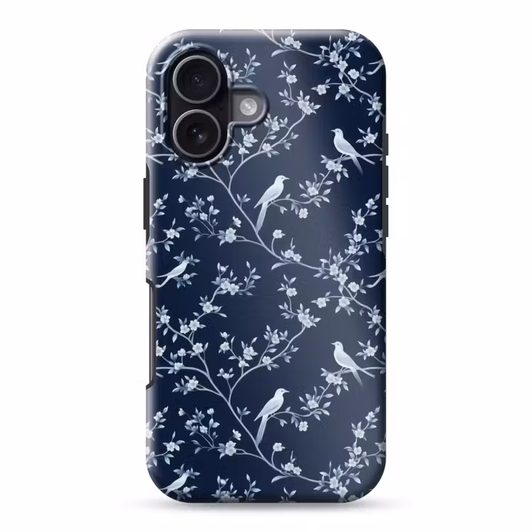 Grafisch - Bloesemtak - Blauw Toughcase MagSafe Apple iPhone 17 klein 1017 -3d