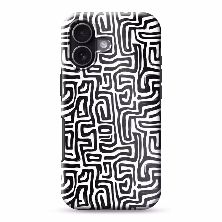 Grafisch - Lijnen - Zwart - Wit Toughcase MagSafe Apple iPhone 17 klein 1017 -3d