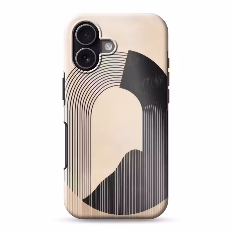 Grafisch gebogen motief - Beige Toughcase MagSafe Apple iPhone 17 klein -3d