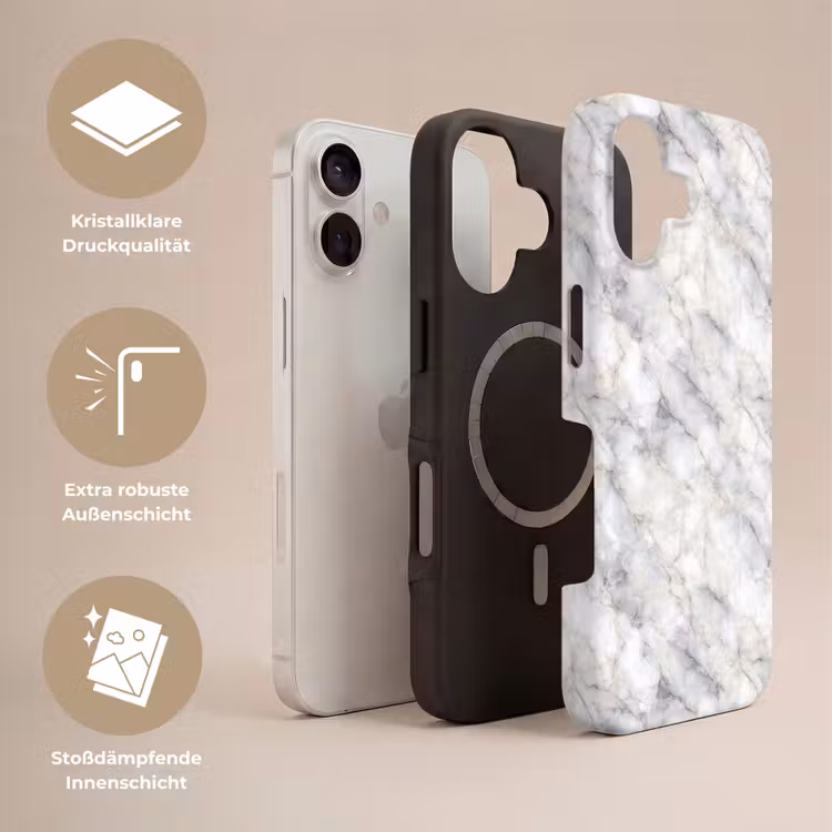 Grijs - Marmer - Gedetailleerd Toughcase MagSafe Apple iPhone 17 klein 1017 -USP_Lagen_DE