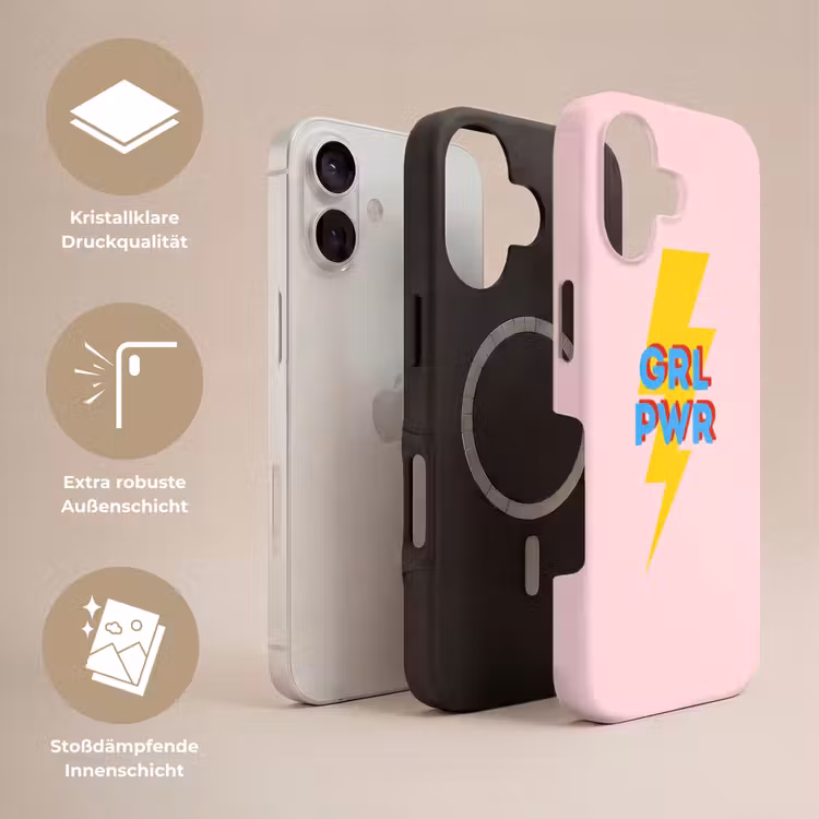 Grl pwr - Bliksem - Roze Toughcase MagSafe Apple iPhone 17 klein -USP_Lagen_DE