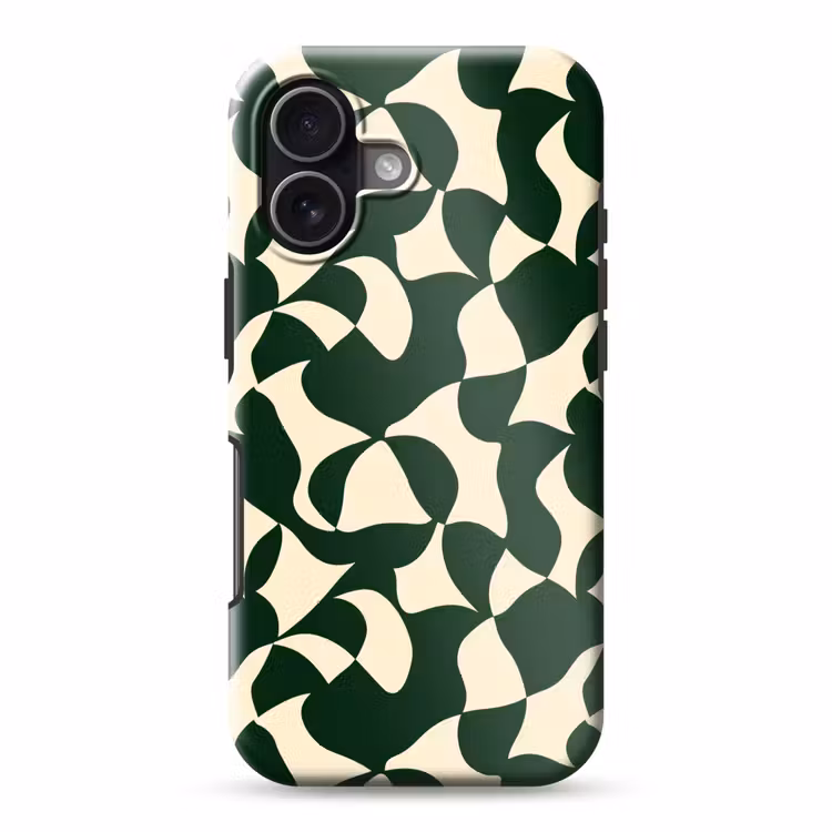 Groen - Organische vlakken - Crème Toughcase MagSafe Apple iPhone 17 klein 1017 -3d