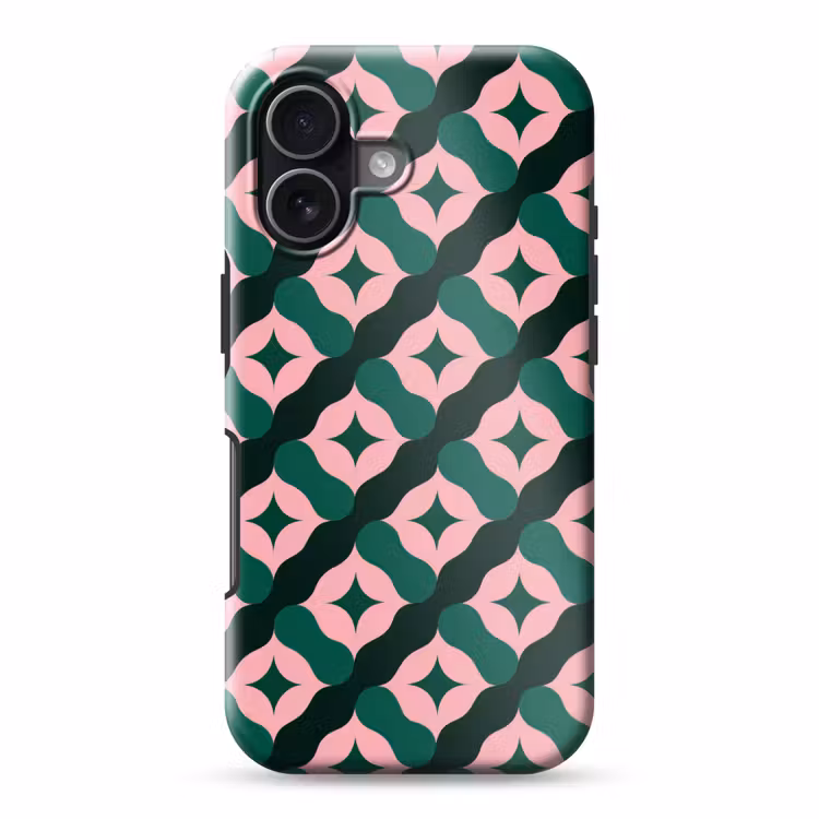 Groen - Roze - Retro - Sterren Toughcase MagSafe Apple iPhone 17 klein 1017 -3d