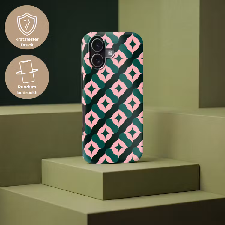 Groen - Roze - Retro - Sterren Toughcase MagSafe Apple iPhone 17 klein 1017 -USP_PrintM_DE