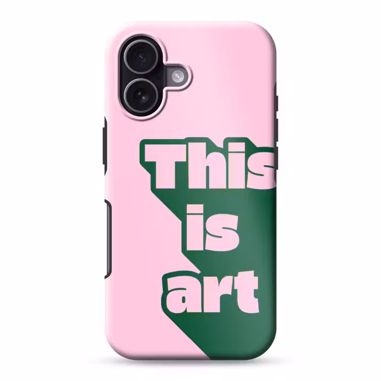 Groen - Teskt - This is art - Roze Toughcase MagSafe Apple iPhone 17 klein -3d