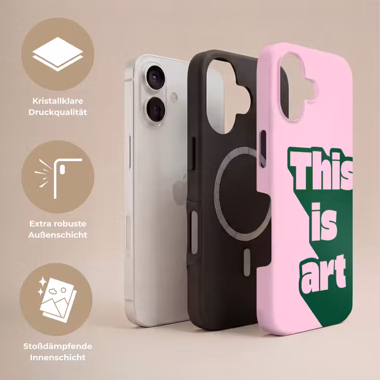 Groen - Teskt - This is art - Roze Toughcase MagSafe Apple iPhone 17 klein -USP_Lagen_DE